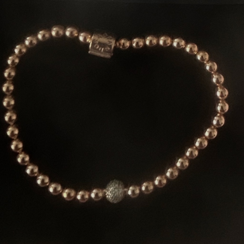 14k gold rose gold plated Beads & Pave bracelet